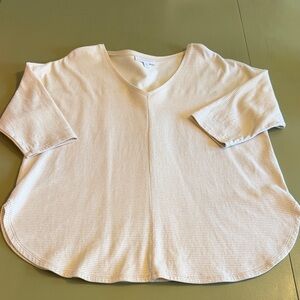Pure Jill Striped Tan & Cream V-Neck Petite Top